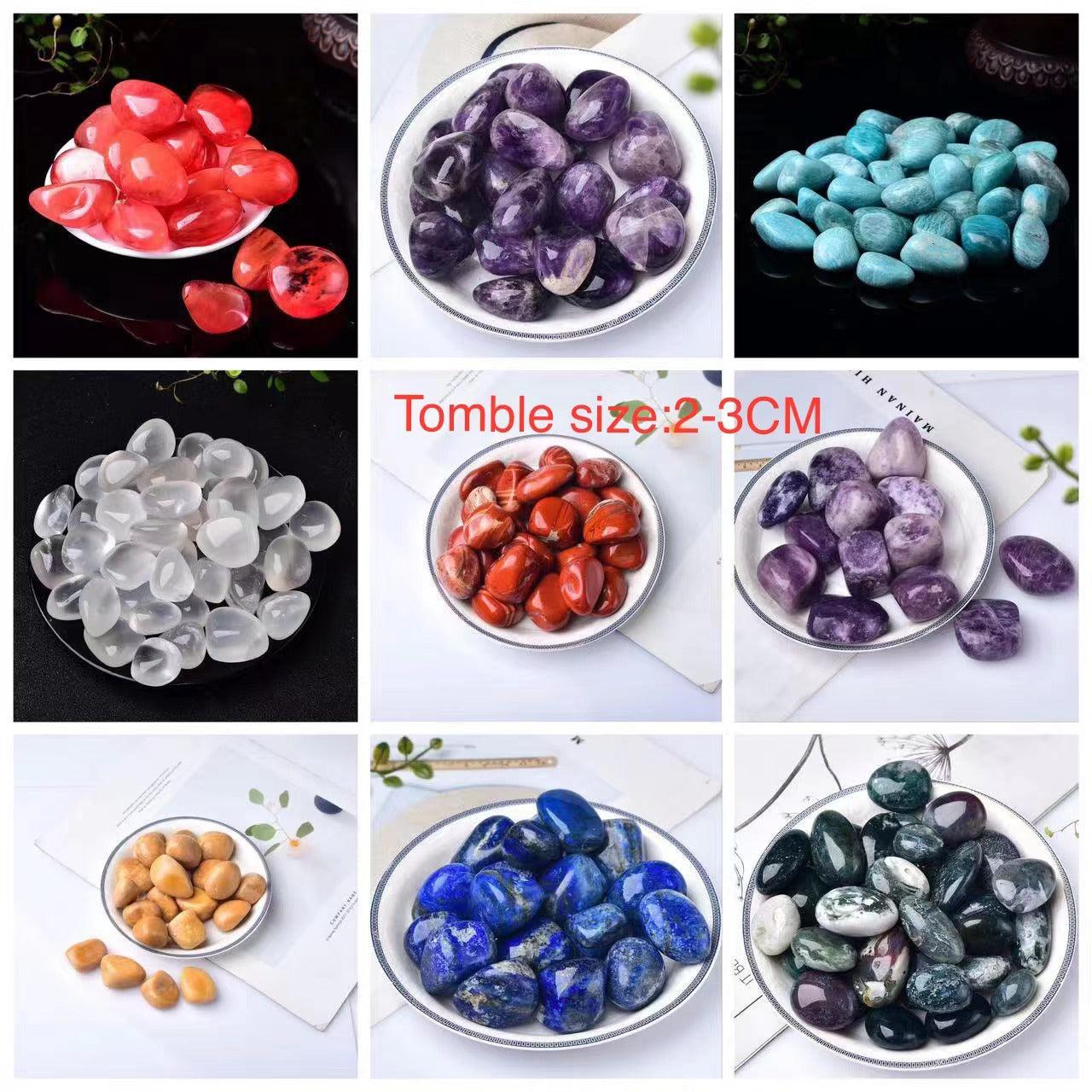 Natural crystal  polished rolling 2-3CM stone a variety of materials amethyst Green aventurine crystal original stone fragrance stone decoration