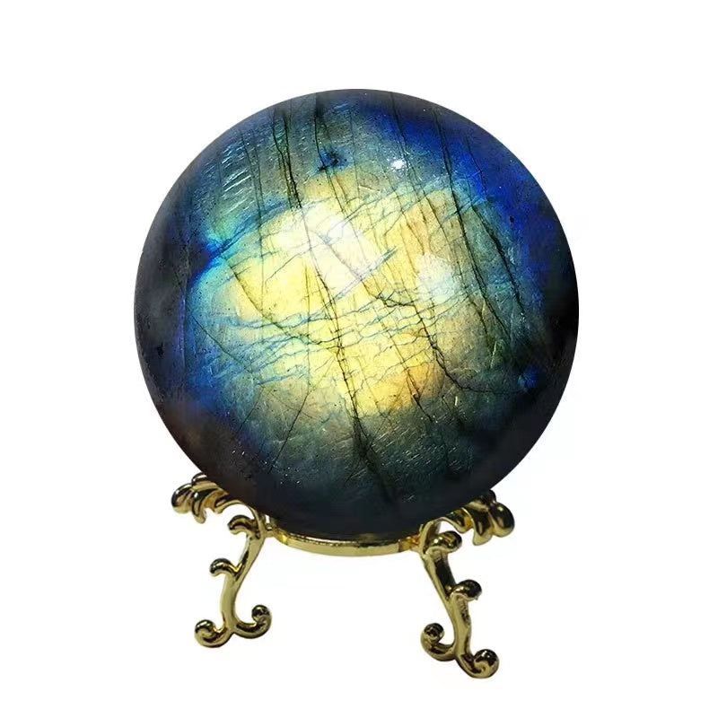 Natural crystal sphere labradorite sphere decoration raw stone polishing