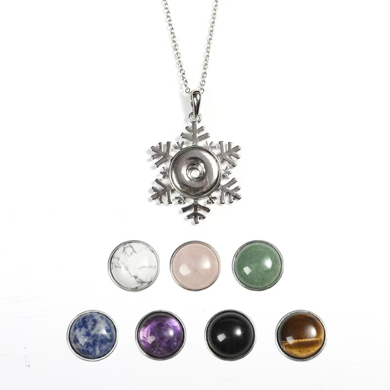 1 Pcs Personalized button crystal raw stone handmade diy pendant necklace material jewelry accessories