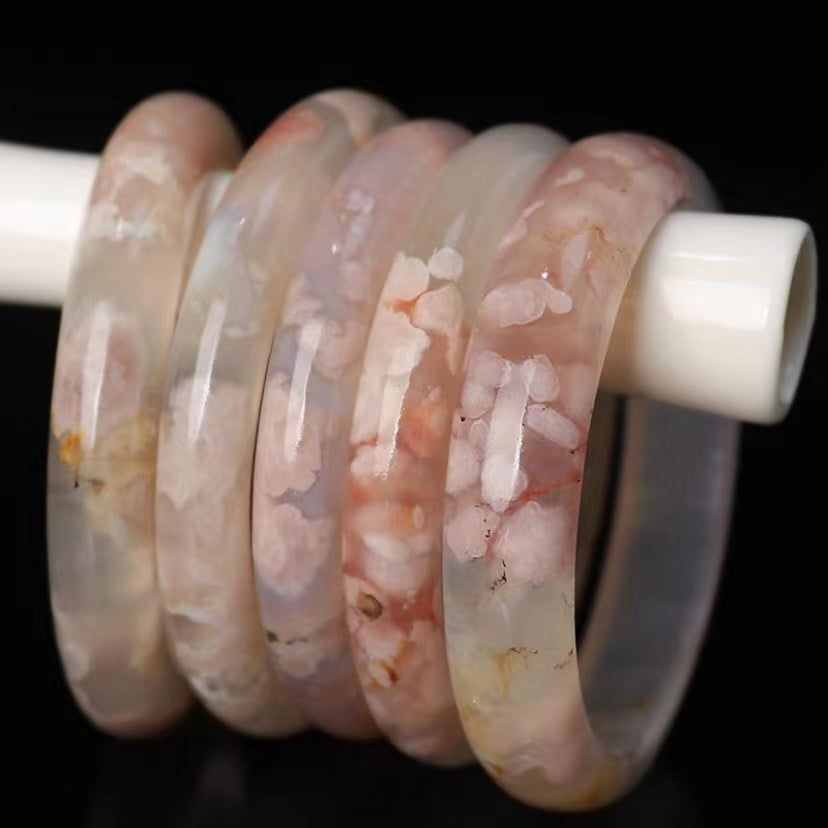 1 Pcs natural flower agate powder crystal bracelet bangle suitable for women's daily wear