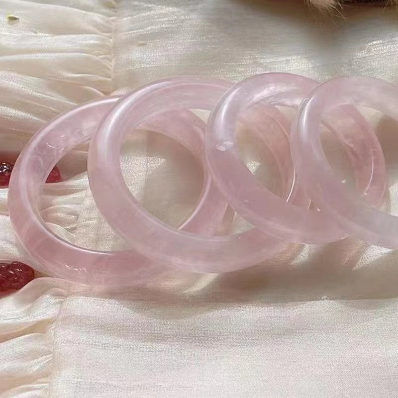 1 Pcs natural rose quartz powder crystal bracelet bangle suitable for women's daily wear