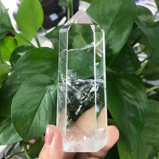 1PCS Natural clear quartz tower symbiotic hexagonal ornament single pointed living room office