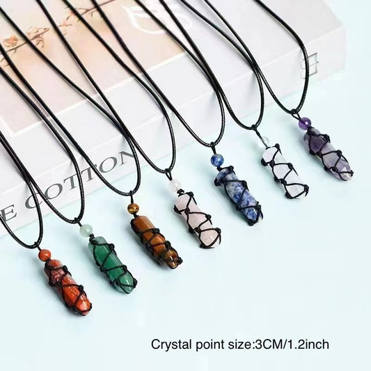 1 Pcs Natural crystal raw stone net cute crystal hexagonal pendant temperament personality sweet jewelry