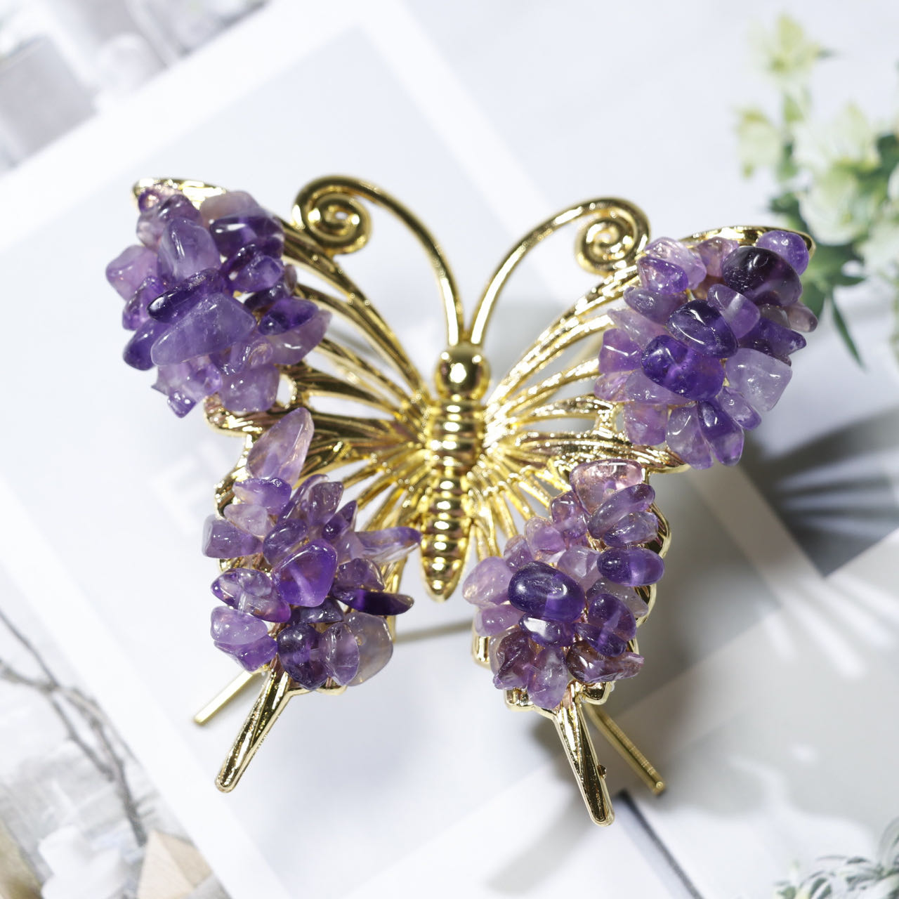 1PCS Creative crystal gravel butterfly ornaments crafts