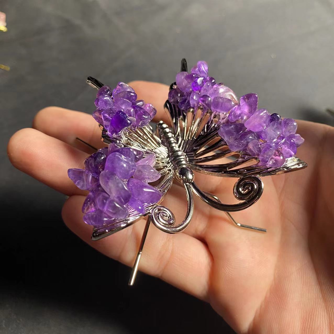 1PCS Creative crystal gravel butterfly ornaments crafts